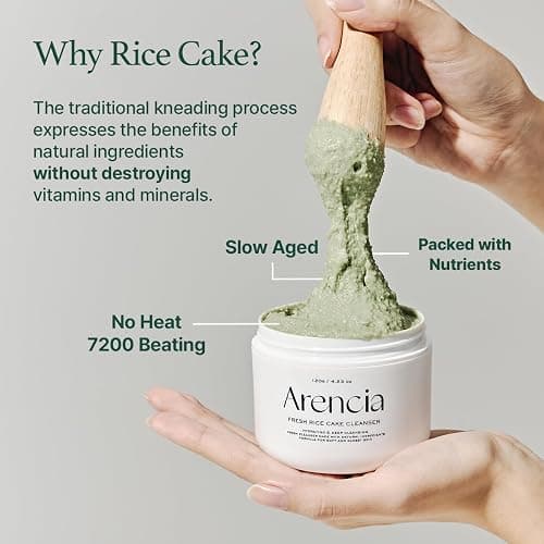 Arencia Korean Rice Mochi Face Cleanser - Face Mask, Foaming Cleanser, Gentle Scrub All in One - Deep Cleansing, Moisturizing, Pore Minimizing, Removing Blackhead- with Rice Water & Green Tea, Mugwort - 120 g (Pack of 1) - Green thumbnail 6