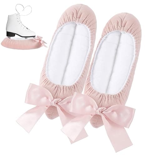 Soulchen Pink Bow Ice Skate Blade Covers Puffy Winter Sports Ice Skate Guards for Women Youth Adults Figure Hockey Skating Blade Protector Accessories Gifts - Image 1