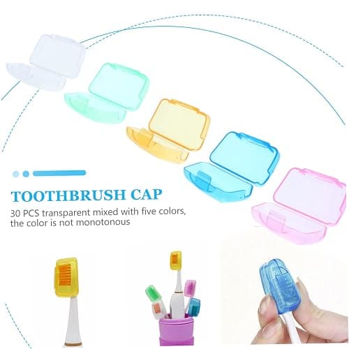SKISUNO 30pcs Portable Toothbrush Head Covers Travel Toothbrush Holder Cap Soft Brush Cover Case thumbnail 5