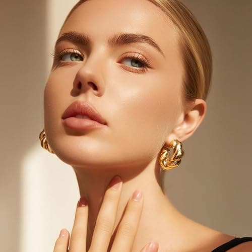 IFKM 36 PC Gold Plated Jewelry Set with 4 Necklace, 11 Bracelet, 7 Ear Cuffs Earring, 14 Knuckle Rings for Women Girls Valentine Anniversary Birthday Friendship Gift thumbnail 4