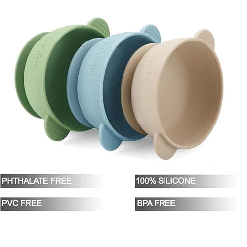 PandaEar 3 Pack Baby Bowls with Suction| Stay Put Silicone Food Bowl for Babies Kids Toddlers Infants| Food Grade Soft Safe BPA-Free Silicone (Multi-Color) thumbnail 4