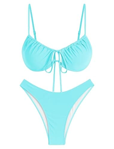 ZAFUL Women High Cut Bikini Sets String Sexy Swimsuit Two Piece Underwire Bathing Suit Brazilian Cheeky Cut Out Cute Swimwear thumbnail 5