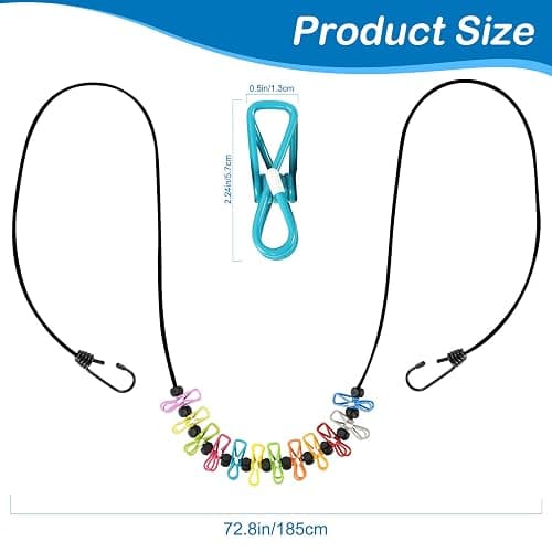 Retractable Portable Clothesline for Travel，Clothing line with 12 Clothes Clips, for Indoor Laundry Drying line,Outdoor Camping Accessories thumbnail 6