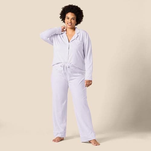 Amazon Essentials womens Cotton Modal Long-Sleeve Shirt and Full-Length Bottom Pajama Set thumbnail 6