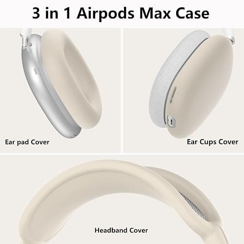 Silicone Case Cover for AirPods Max Headphones,Ear Pad Case Cover/Ear Cups Cover/Headband Cover for AirPods Max 2/1 (2026/2024/2020)(USB-C/Lightning),Silicone Accessories for Apple AirPods Max 2,Stone thumbnail 4