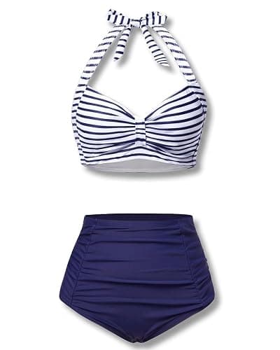 Holipick Women High Waisted Bikini Set Two Piece Swimsuit Tummy Control Bathing Suit Vintage Halter Swimwear - Image 1