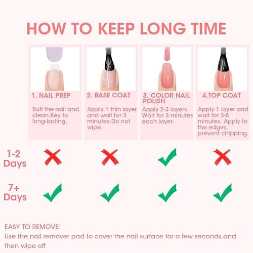 GELLEN Clear Nail Polish Base Top Coat, Sheer Pink Tinted Base Coat & Shine No Wipe Top Coat for Strengthening Thin Damaged Natural Nails, Quick Dry Regular Nail Polish No UV Gel, Hema Free, Non-toxic thumbnail 8