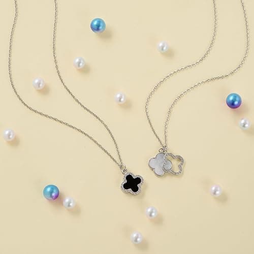 Fviswiak Clover Necklace For Women 14K Real Gold Silver Plated Four Leaf Clover Pendent Necklace Dainty Trendy Cute Simple Women's Jewelry Gift thumbnail 3
