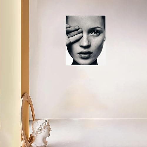 British Model Kate Moss Vintage Black And White Portrait Poster (2) Bedroom Office Room Printed Canvas Poster Wall Art Decoration Painting Aesthetic Poster Unframe-style 16x20inch(40x50cm) thumbnail 3
