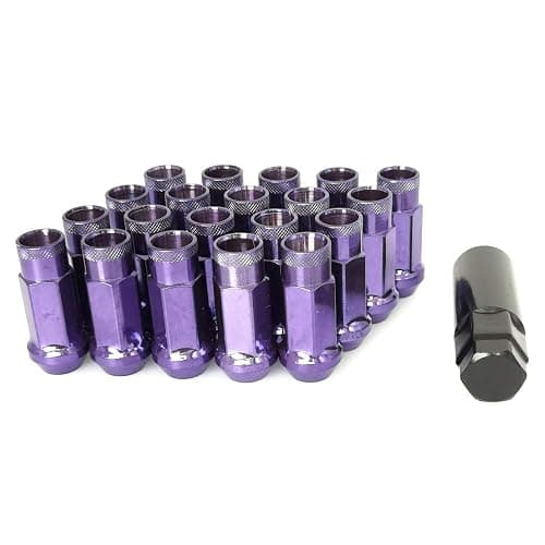 SOROPARTS Lug Nuts M12x1.5 Open End Wheel Nuts,Taper Acorn Seat, Forged Locknut Racing Nut 20 Set 2 Pieces Total 22 Pieces and 1 Nut Socket Key (Purple M12 x P1.5) thumbnail 2