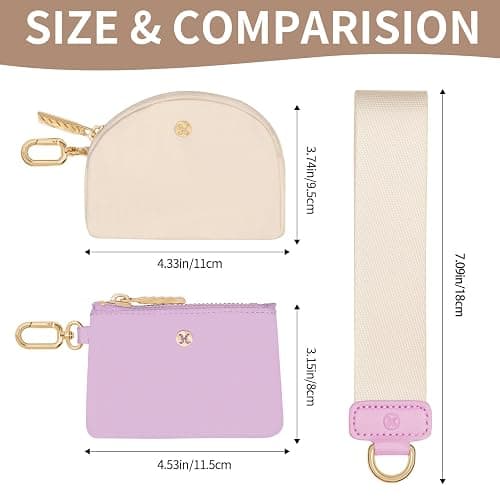 Hovmwey Keychain Wallet, Detachable Dual Pouch Wristlet Wallets for Women Men, Portable Mini Zip Around Small Wallet Coin Purse thumbnail 4