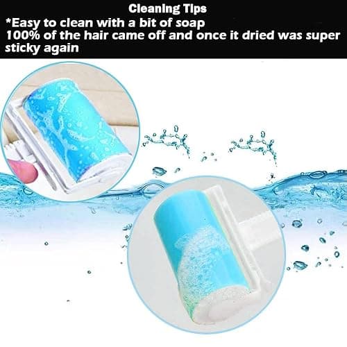 Sticky Lint Roller 3 Pack, Reusable Washable Lint Roller Pet Hair Remover Include Large and Small Size Cleaner for Clothes, Pet Hairs, Carseats - Blue - 1M-2S thumbnail 3