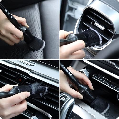 MVEQRRN Boars Hair Ultra Soft Detailing Brushes Set, 4 Pcs Premium Natural Boars Bristles, 1 Pcs Duster Detail Brush for Cleaning Car Interior Dashboard Leather Seat thumbnail 5