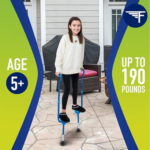 Flybar Maverick Walking Stilts for Kids - 5 Adjustable Height’s, Sturdy, Easy Assembly, Wide Non-Slip Rubber Bottom Tip, Foam Grips, Outdoor Toys for Kids 5+, 190 lbs thumbnail 2