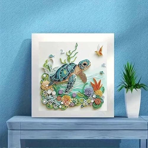 ZQEATRY Sea Turtle Animal Special Shape Diamond Art Kits for Adults,5D Diamond Painting Kits for Beginner,DIY Diamond Crystal Rhinestones Painting Kits for Home Wall Decor Gift 11.8 X 11.8inch thumbnail 4