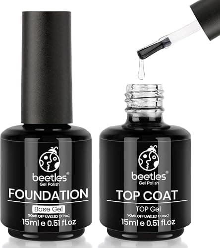 Beetles Gel Polish 2x15ML No Wipe Top and Base Coat Set - Shine Finish and Long Lasting Soak Off LED Nail Lamp Gel Base Top Coat Finish Nail Art Design Manicure for Girls thumbnail 8