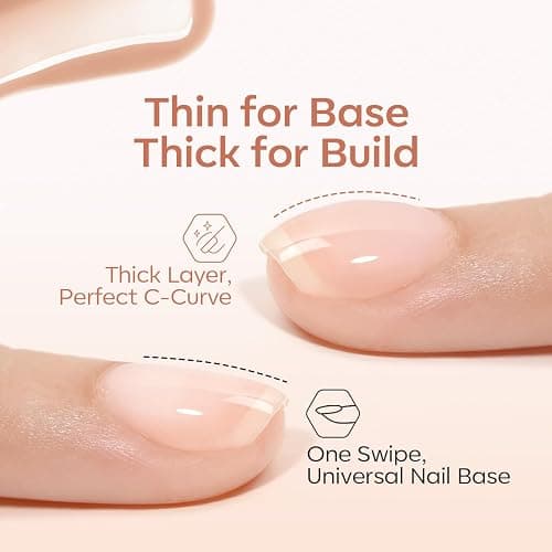 modelones Rubber Base Builder Nail Gel Polish, 6 French Tip Base Color Nude White Baby Milky Pink Strengthener Apex Building Extension Protect Weak Nails Long Last U V Manicure Gift for Women thumbnail 6