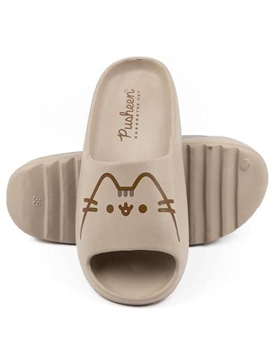Pusheen Womens Sliders | Ladies Brown Moulded Ridge Bottom Sandals | Cartoon Cat Beachwear Summer Shoes | Slip-on Footwear thumbnail 2