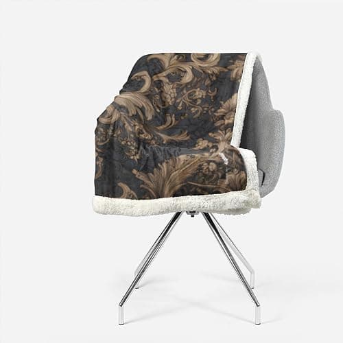 AILONEN Death Moth Throw Blanket,Gothic Moth Skull Fleece Sherpa Blanket Bed/Sofa Decor,Horror Themed Gold Floral Blankets for Boys Girls, 59 x 47 Inches thumbnail 4