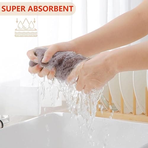 smiry Cotton Kitchen Dish Towels, 12" x 12", 6 Pack Waffle Weave Kitchen Towels, Ultra Soft Absorbent Quick Drying Dish Cloth, Brown thumbnail 5