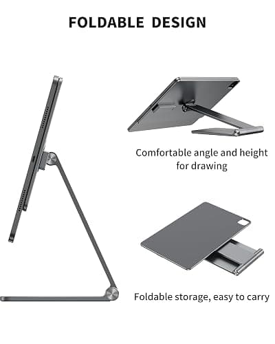 KU XIU [Upgrade] Magnetic Wireless Charging Stand for Pad Pro 12.9 (3rd/4th/5th/6th) & iPad Air 13 (M2/M3) ONLY, Foldable Aluminum Alloy Tablet Holder for Desk, Adjustable Desk Mount with 1M Cable thumbnail 5