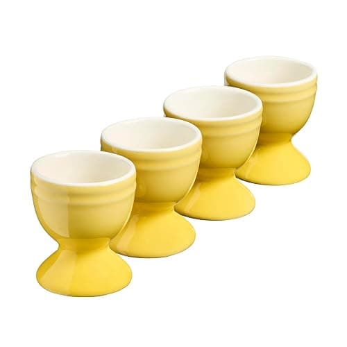 Cooks Professional Set of 4 Colourful Egg Cups | 40ml Durable Chip Resistant Ceramic Stoneware Dinnerware Graduated Design Egg Holders | Dishwasher & Microwave Safe | Yellow thumbnail 2