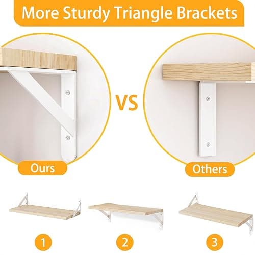 YGEOMER Floating Shelves for Wall, Different Sizes Natural Wood Wall Shelves for Living Room, Bathroom, Bedroom, Kitchen, Home Decor (Set of 4) thumbnail 4
