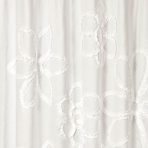 Lush Decor White Ruffle Flower Polyester Shower Curtain, 72" x 72" thumbnail 2
