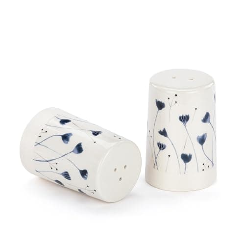 DEMDACO Wildflowers - by Lucinda Wei - 3 Inch Blue/White Stoneware Salt and Pepper Shaker Set thumbnail 2