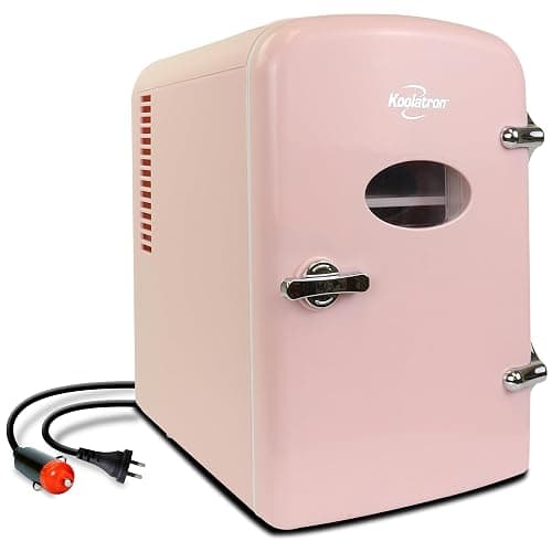 Koolatron Mini Fridge - 4 Liter /6 Can Latas Refrigerator for Bedroom Office Portable Table Top Beverage Cooler 12V 110V Mini Refrigerador Nevera for Drinks Soda Wine, Car Dorm Outdoor Patio, Pink thumbnail 7