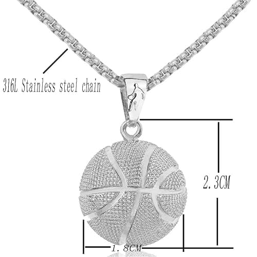 tenghong2021 14k Basketball Pendant Necklace Stainless Steel Necklace Sports Hiphop Necklace Basketball Pendant Necklace I Love Basketball Necklace for Men thumbnail 8