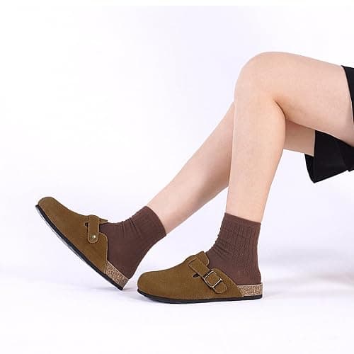 Xiakolaka Women's Genuine Suede Clogs with Arch Support | Slip On Comfort Cork Footbed Mules, Non-Slip Potato Shoes, Adjustable Metal Buckle, Suitable for Casual Daily Wear & Walking thumbnail 8