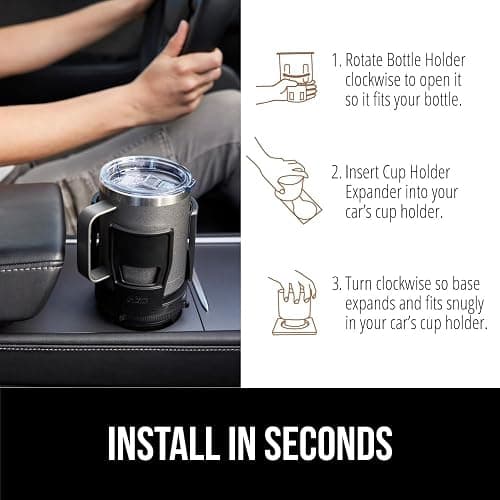 GORILLA GRIP Car Cup Holder Expander, Keeps Large Drink Cups Secure, Expander Fits Yeti, HydroFlask, Stanley 18 to 48oz, Stocking Stuffer, Gifts for Men, Women, Adjustable Arms and Base, Black thumbnail 6