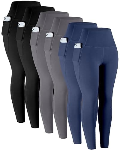 LZYVOO Leggings with Pockets for Women, 6 Packs Soft High Waisted Tummy Control Workout Yoga Pants - Image 1