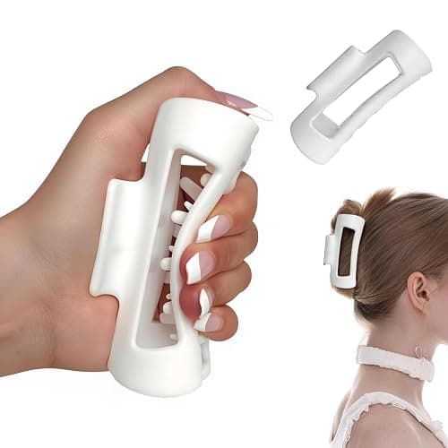 Square Claw Clip for Thick or Fine Hair – Non-Slip Cozy Silicone Hair Clip, Flexible & Unbreakable Hair Claw, Lightweight Matte Finish, Strong Hold All Day (White) - Image 1