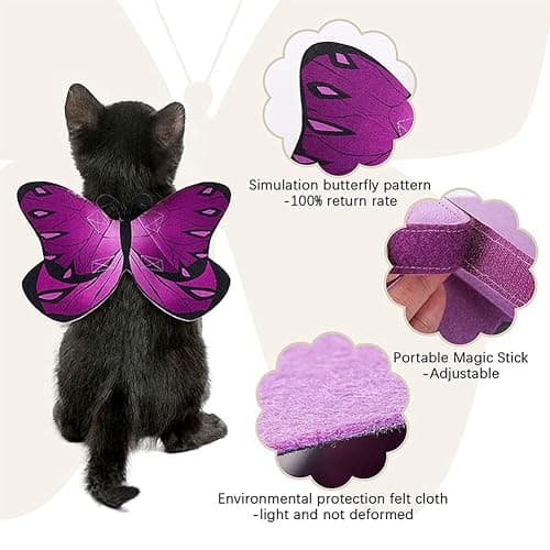 Pet Cat Bat Wings for Halloween Party Decoration, Puppy Collar Leads Cosplay Bat Costume,Cute Puppy Cat Dress Up Accessories thumbnail 5