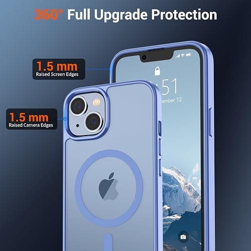 SUPFINE Magnetic for iPhone 14 Case & iPhone 13 Case (Compatible with MagSafe)(Military Grade Drop Protection) Slim Translucent Matte Shockproof Phone Cover,Blue Purple thumbnail 4