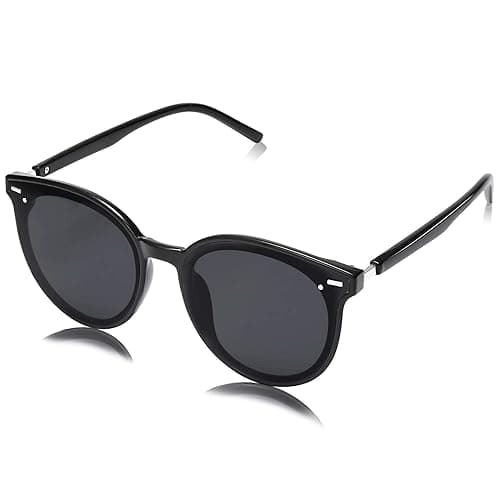 SOJOS Sunglasses Womens Trendy 2025 Classic Round Retro Vintage Shades Large Frame Sunnies SJ2067 - Shiny Black