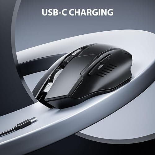 INPHIC Wireless Mouse Rechargeable, Silent Click, [Battery Level Visible] | USB 2.4G Cordless Mouse for Laptop PC Computer Tablets, 6 Buttons, 2400DPI 4 Adjustment Levels, Black thumbnail 4
