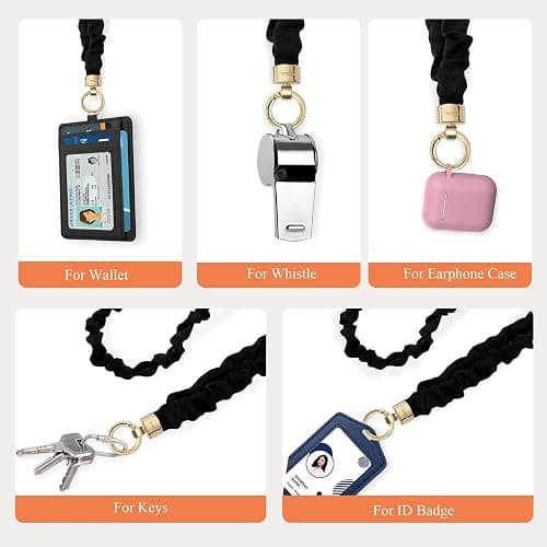 WEESMILE Stretchy Scrunchie Lanyard for ID Badges – Cute Neck Lanyard for Keys | Retractable Keychain Holder for Women thumbnail 7