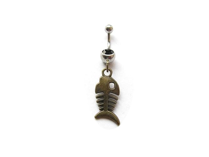 SimpleJewelrySale Belly Button Ring - Fish Skeleton - 316L Surgical Steel - 14G - Body Piercing - Image 1