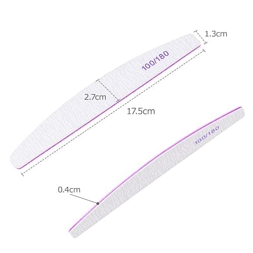Profi Nagelfeile 20 Stück 100/180 Grit für Gelnägel und Naturnägel - Wiederverwendbare Doppelseitige für Nagelstudios, DIY Nail Art Zuhause thumbnail 2