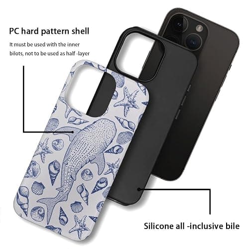 DAIZAG Case Compatible with iPhone 14 Pro,Fit Shockproof Cover for Women Girls,Blue Seashell Whale Shark Ocean thumbnail 3