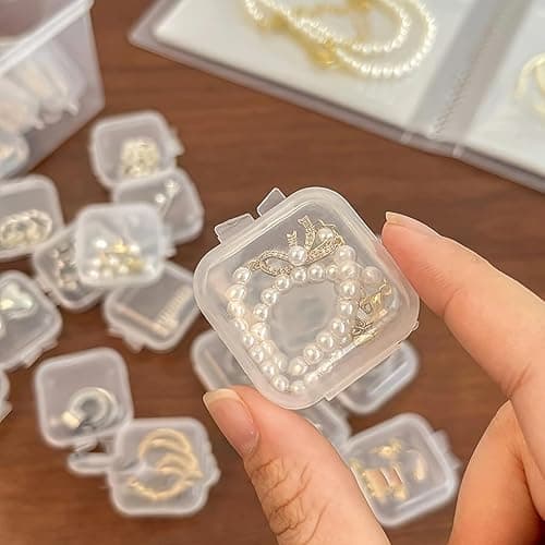 Moritic 40Pcs Mini Jewelry Storage Containers, 1.37 x 1.37 x 0.7 Inches,Clear Plastic Cases for Pearl Bracelets and Small Accessories (40) - Image 1