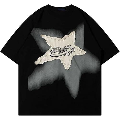 Y2K 90s Vintage Oversized T Shirts Star Graphic Tees Y2k Casual Unisex Streetwear Grunge Aesthetic Tops Clothes - Image 1