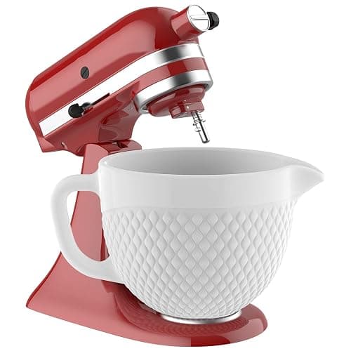 GVODE Ceramic Mixer Attachment Fit 4.5-5Q Tilt-Head Models, 5Qt Ceramic Bowl for KitchenAid Mixers, Vintage Pineapple Design | Microwave & Dishwasher Safe Baking thumbnail 6