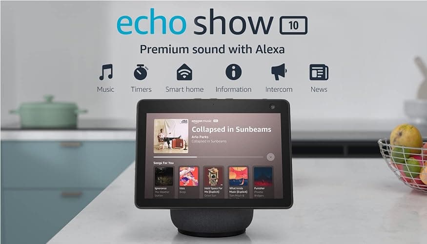 Amazon Echo Show 10 (newest model), HD smart display with premium sound, motion and Alexa, Charcoal - Charcoal - Device Only thumbnail 12