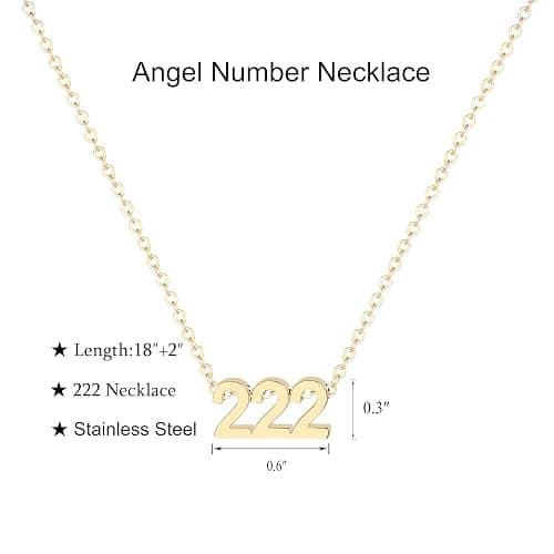 Tavuala Angel Number Necklace for Women,18K Gold Plated 111 222 333 444 555 777 888 999 1111 Necklace Numerology Jewelry thumbnail 5