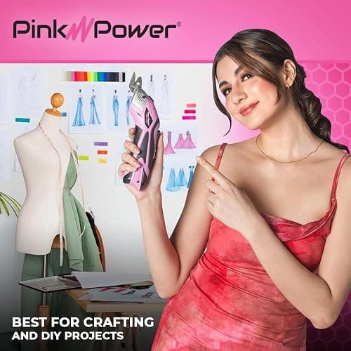 Pink Power Cordless Electric Scissors Fabric Cutter for Crafts, Box, Sewing, Carpet, & Scrapbooking - Heavy Duty Professional Rotary Shears Cutting Tool - Automatic Cardboard Cutter Fabric Scissor thumbnail 6