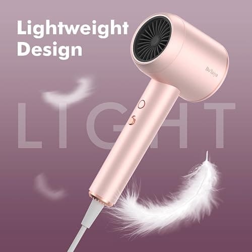 Professional Ionic Hair Dryer | Powerful Low Noise Hair Dryer | Constant Temperature for Fast Hair Drying | with Hair Diffuser, Cluster Nozzle and Comb for Curly (Pink) thumbnail 5